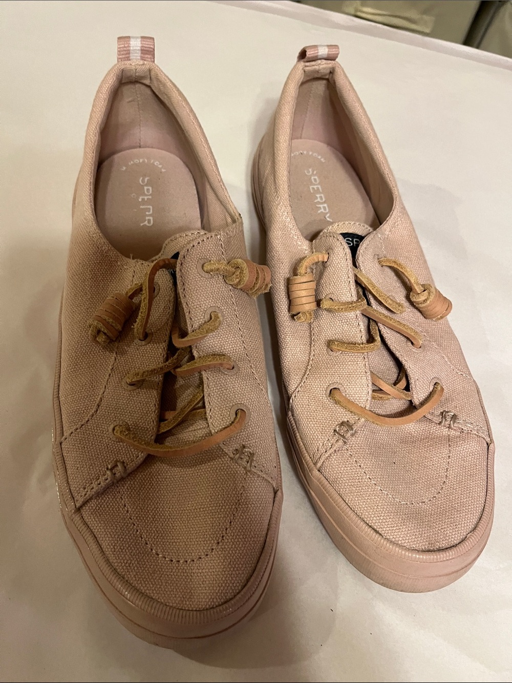 Sperry Women’s Canvas Slip-On Sneakers in Blush Pink